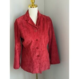 Parisian SIGNATURE Leather Jacket Women's  Suede Red Lined Petite Medium